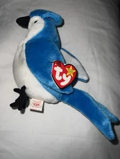 Ty Rocket The Blue Jay Beanie Baby Babies Plush Toy - RARE - Tag Errors Vintage