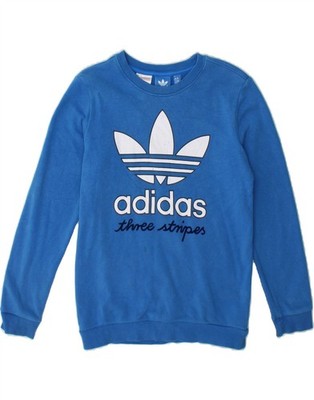 Adidas Jungen Drei Streifen Grafik Sweatshirt Pullover 11-12 Jahre Blau BK08