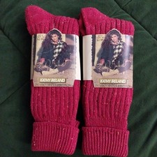 Vintage Slouch Socks Outdoor Collection Kathy Ireland New Old Stock 2 Pair Red