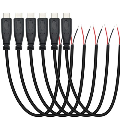 USB Typ C Kabel Pigtail 25cm Verlängerung USB-C auf 2-polig Draht für LED Fans