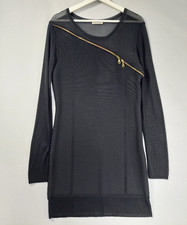 Whistles Black Dress Size 10 Bodycon Zipped Long Sheer Sleeves