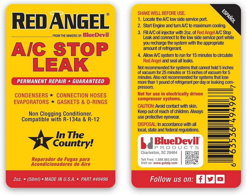 BlueDevil Products Red Angel 49496 A/C Stop Leak - 2 Ounce R-12 or R-134a system - Image 3 of 3