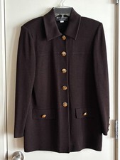 St. John Collection Marie Gray Dark Brown Blazer Jacket   Size 6   Excellent