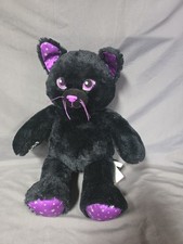Build A Bear Starry Sky Night Kitty Cat Plush Black Purple Silver Stars