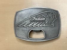 Indian Motorcycle Proud Owner Belt Buckle Bottle Opener Pewter Tone 4.25