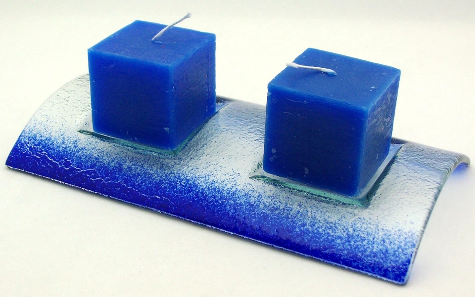 Kerzenschale aus Glas in blau für zwei Kerzen - AE 054 - Bild 1 von 1