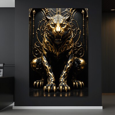   LUXUS GOLDEN TIGER TIER, WANDBILD KUNSTDRUCK LEINWAND, ACRYLGLAS, POSTER DEKO