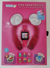 iTECH JR Kids Smartwatch with Headphones - MP3 Player Pink Furry with Ears