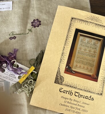 ''Summer Peace Sampler'' Earth Threads WIP 30 Count Linen and Silk Threads