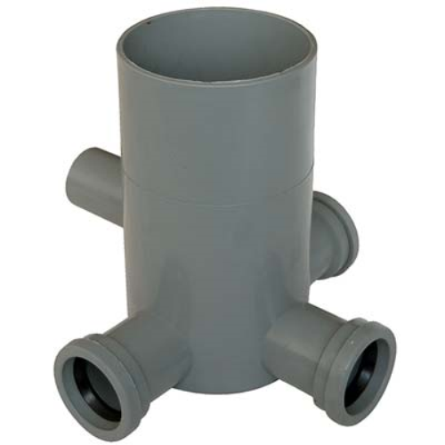 Pozzetto wc scarico 3 ingressi + 1 uscita pp grigio mm 40 h.mm 170 (2 pezzi) Go