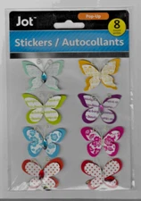 BUTTERFLY STICKER sheet set 8 Pc POP-UP's w JEWELS flowers MUSIC dots The Rev's