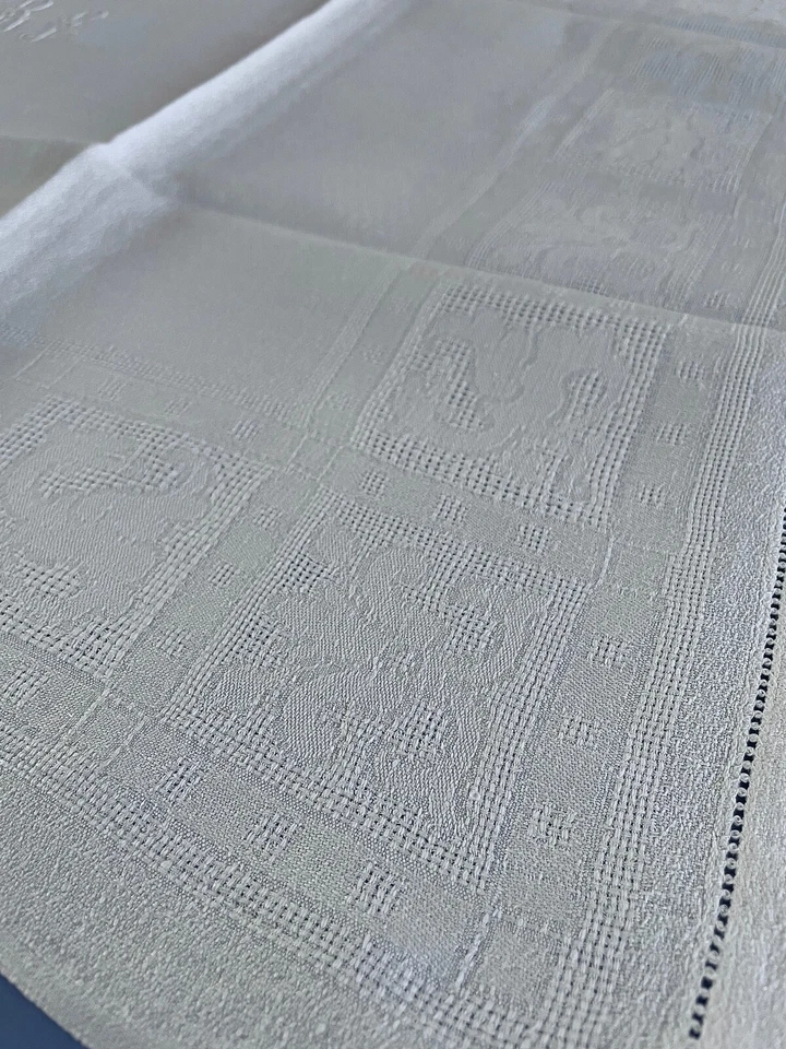 18 serviettes de table anciennes Lin granité damassé -BP- brodé main Réf-2140 - Photo 3/4