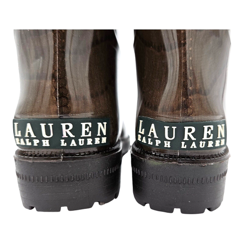 LAUREN RALPH LAUREN - CROC SKIN Print - 15" Tall Rain Boots, Dark Brown - Size 6 - Picture 7 of 11