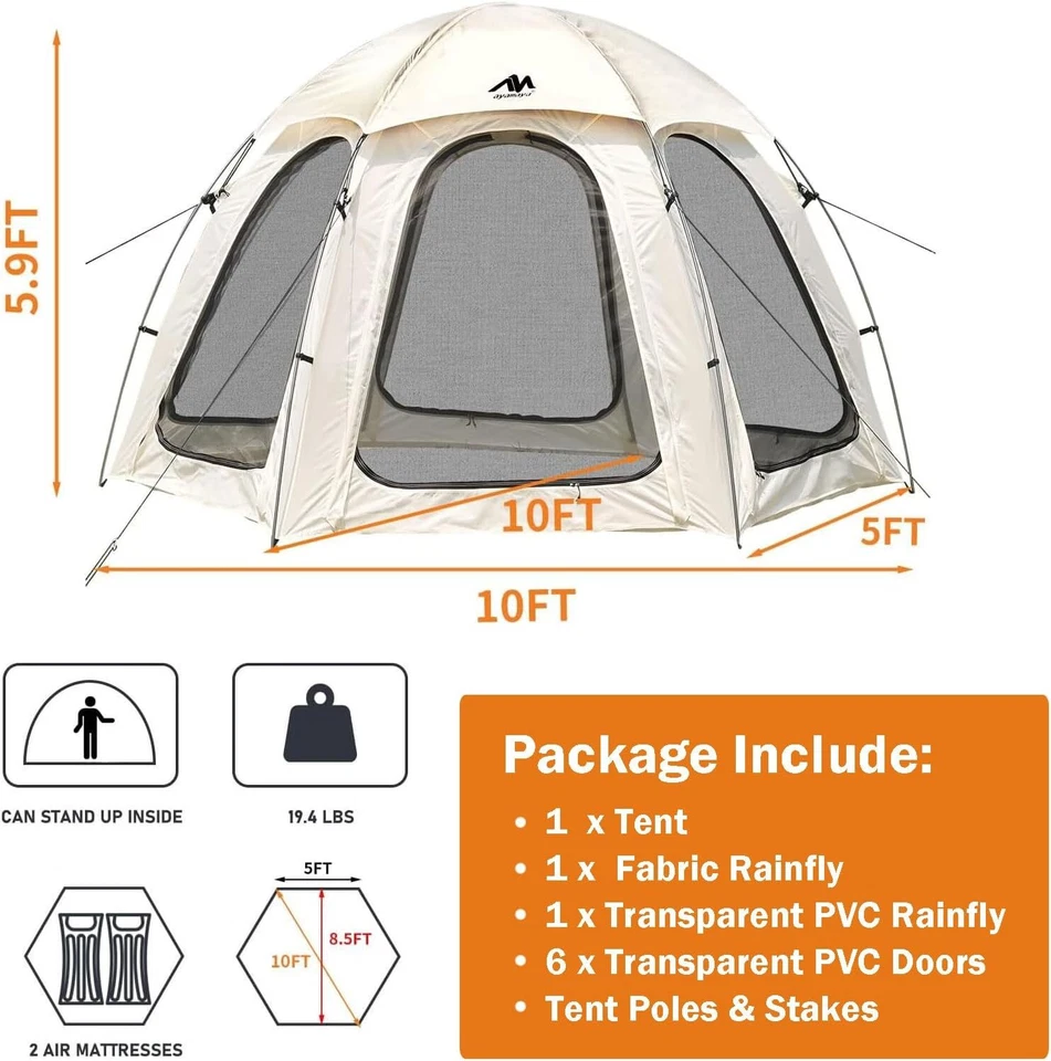 Mosquitera de malla para 4-6 personas con pantalla exterior casa tienda burbuja toldo Foto 2 de 4