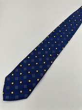 Designer Ties Mens Silk Necktie Addendum 1970's VTG Abstract Geometric Blue