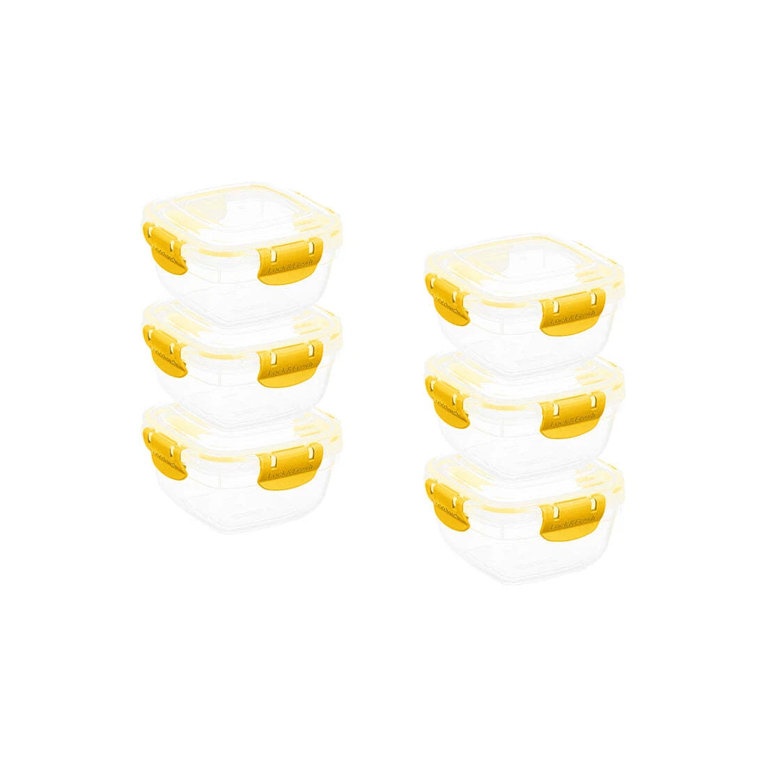 Superio Plastic Food Storage Containers, Airtight Lids, 16 oz., Yellow, 6 pack
