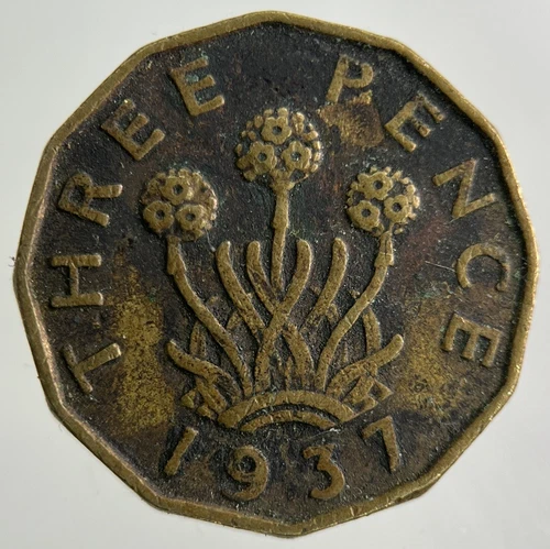 1937 George VI Brass Threepence — photo from the most recent tracked eBay sale