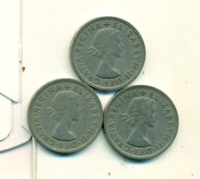 3 OLDER 2 SHILLING COINS from GREAT BRITAIN (1954, 1955 & 1956)