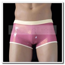 Latex Boxers Shorts Wide Trims Lower Waist Coloful Crotch Pouch Customize E118
