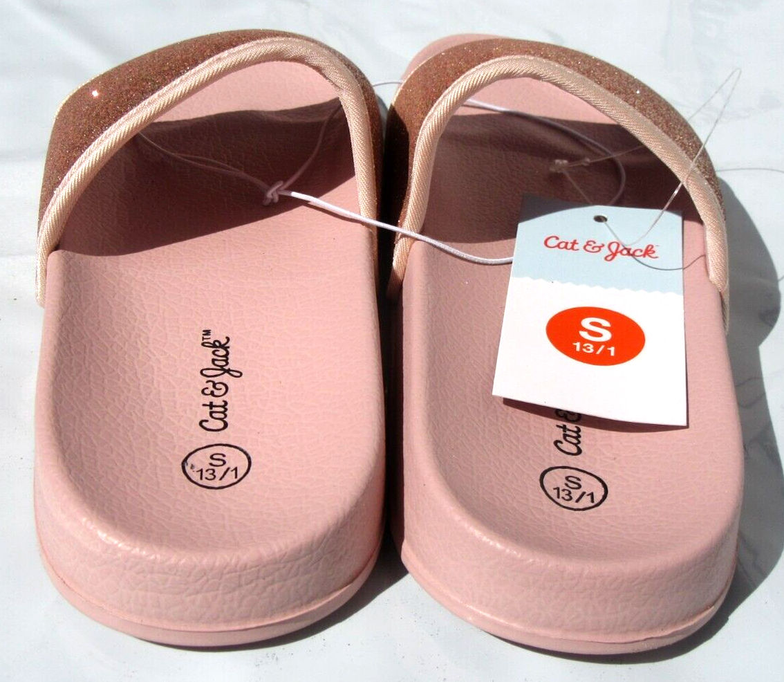 Cat & Jack Pink Glitter Slide Sandal Slip-on Shoes Girls Size - S