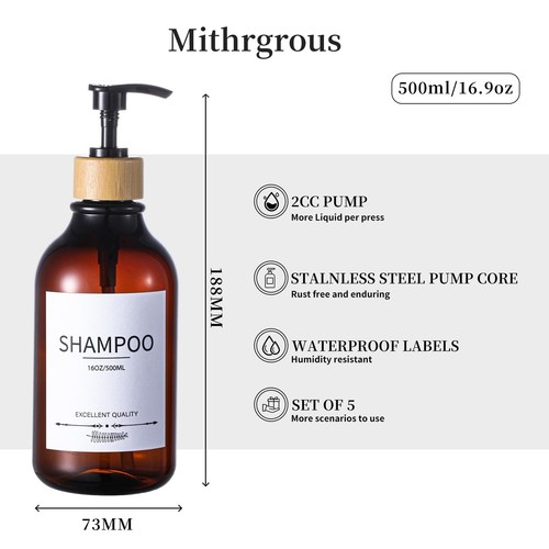 Shampoo and Conditioner Dispenser 5Pack Refillable Shampoo and Conditioner Bo... - Bild 5 von 8