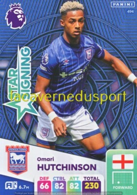 494 OMARI HUTCHINSON # IPSWICH TOWN PANINI PREMIER LEAGUE 2024 2025 ADRENALYN