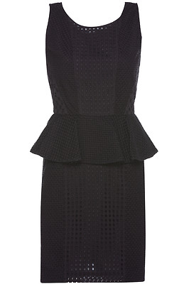Rachel Zoe Paola Cotton Eyelet Peplum Black Dress $375, Sz 0, Nwt!