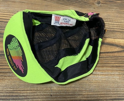 Cappello ciclismo vintage anni 90 USA nero verde fluo retrò fluorescente Bill Zio Sam - Foto 9 di 9