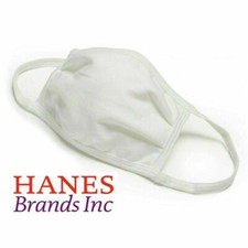 10 X 5-Pack Hanes 100 Cotton Reusable Daily Face Cover White