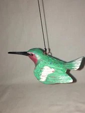 Ruby Hummingbird Ice Fishing Decoy Spearing Lure Vintage Carved Wood