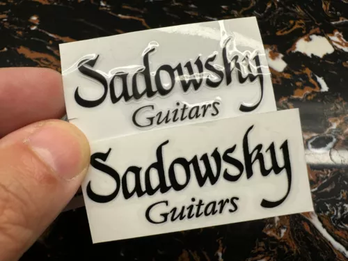 2Pcs Vinyl Headstock UV Transfer RAISED Decals Stickers For Sadowshy Guitar Bass