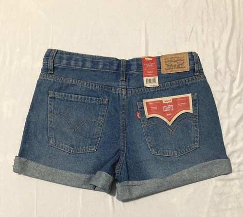 Levi's Girlfriend Jean Shorts Evie Medium Wash Juniors size 16 Adjustable waist - Picture 3 of 3