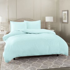 Duvet Cover Set Soft Brushed Comforter Cover W/Pillow Sham, Baby Blue - Queen