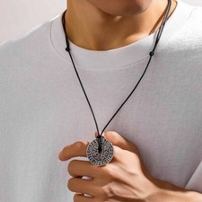 Men's Stainless Steel Viking Rune Round Pendant Necklace Norse Amulet Jewelry