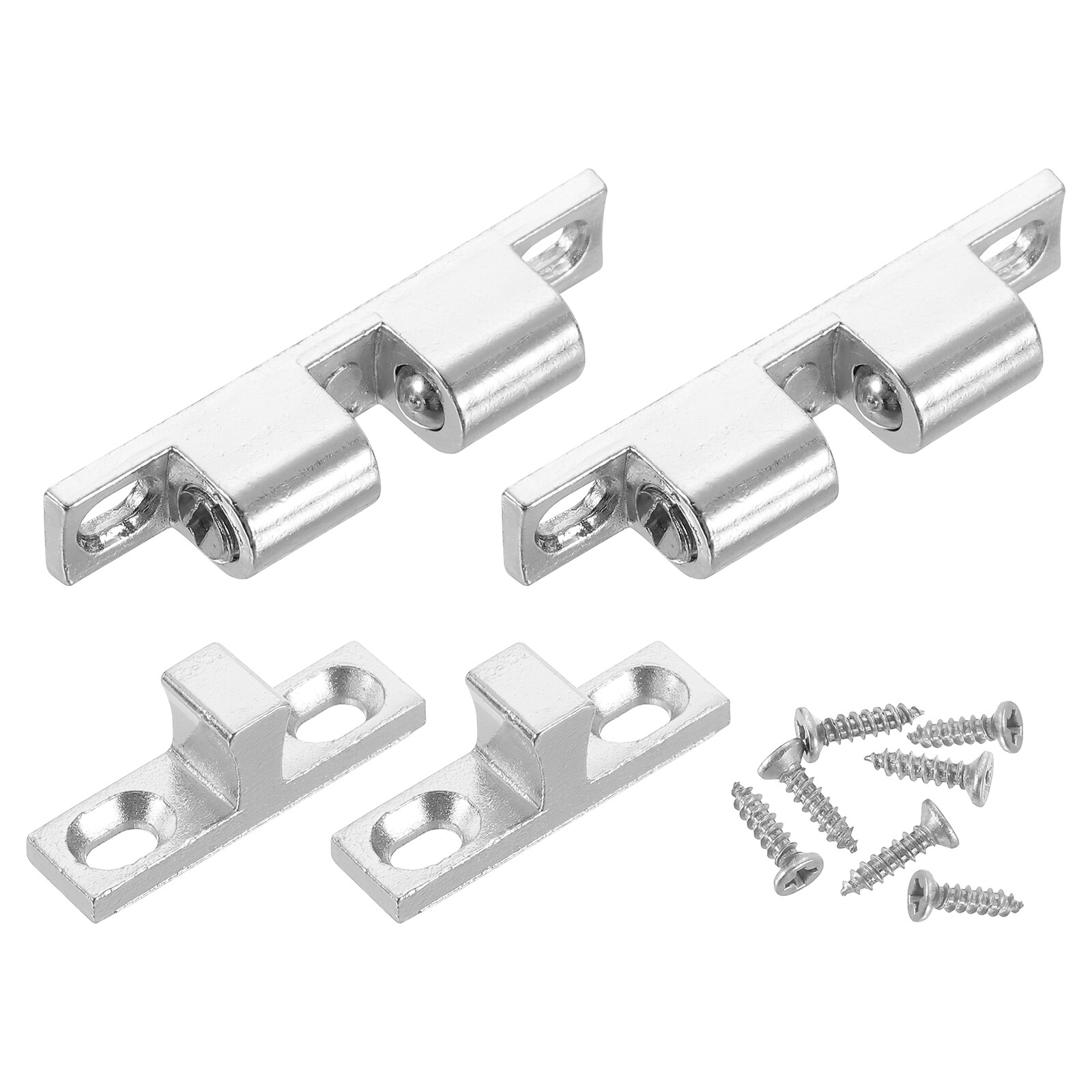 2Pcs Silver Cabinet Latch Double Roller Catch for Closet Doors