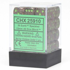 Image of CHX25910 Chessex Manufacturing Earth Elemental 12mm D6 Dice Block (36)