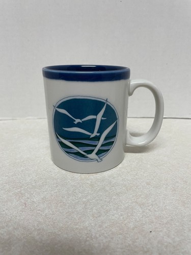 Otagiri De Colección 2 Tazas de Cerámica en Relieve Faro Pájaros Gaviotas Océano Usado en Excelente Condición Japón - Imagen 5 de 9