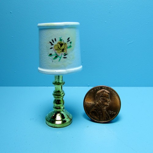 Dollhouse Miniature Metal Table Lamp with Floral Decal Shade G8291 eBay