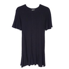 Whistles Mini Dress Women's US 6 Black Crew Neck Fit & Flare Short Sleeve LBD