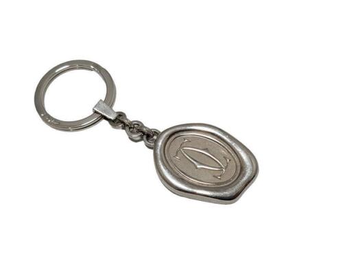 Authentic Cartier Keyring 2C motif Decall Logo Plate Silver Seal Wax Decor - Picture 1 of 5