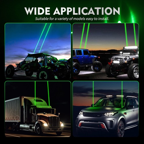 2x Laser LED Whip Lights Whipless Antenna Remote For Polaris RZR 1000XP ATV UTV - Picture 8 of 29