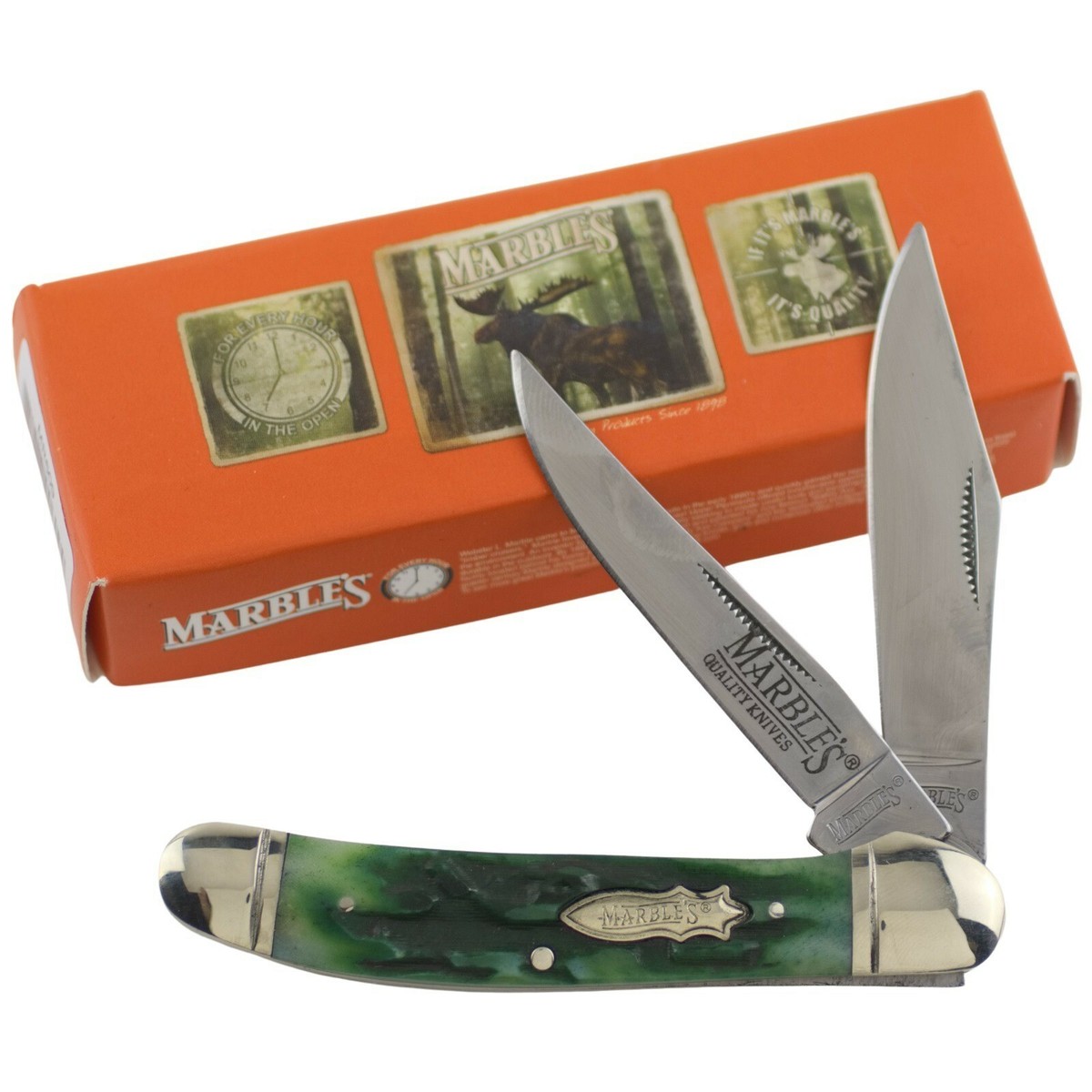 Marbles Green Jigged Bone Copperhead Pocket Knife MR609 | eBay