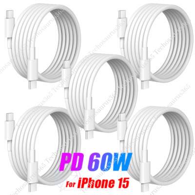 60W Type C to Type C Fast Charger USB-C Cord PD Cable For Samsung iPhone 15 LG