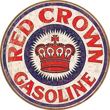 Desperate Enterprises Red Crown Gasoline Sign with Embossed Edge-Tin Metal Signs