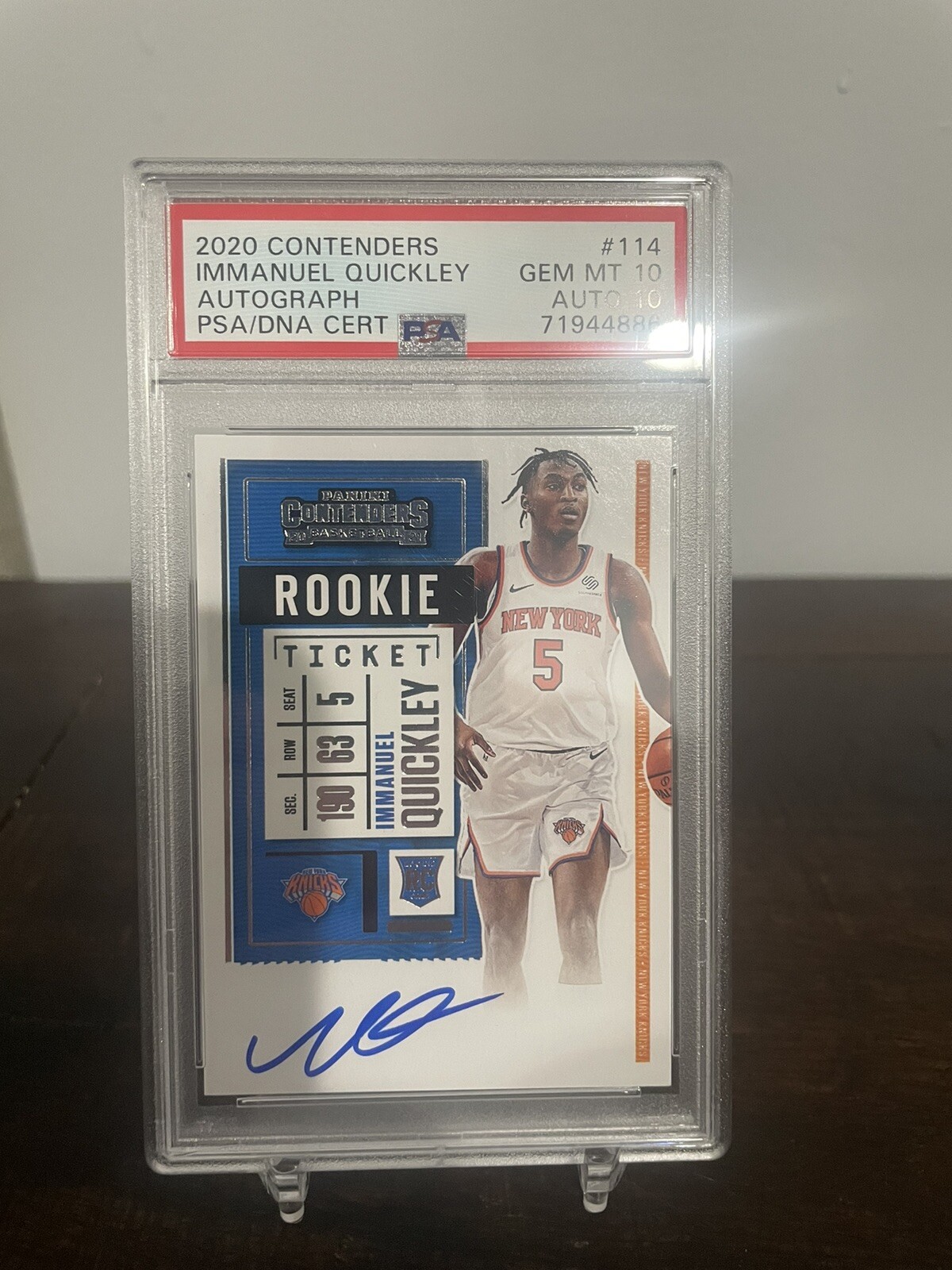 2020 Immanuel Quickley Contenders Rookie Auto 10 PSA 10 #114