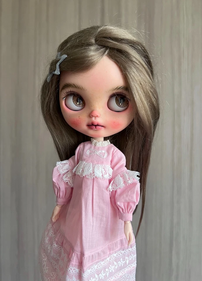 Ropa para muñeca Blythe -- Vestido para dormir rosa estilo retro (RARO) Foto 3 de 4