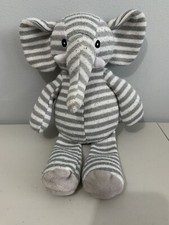 Kellytoy Gray And White Striped Elephant Rattle Plush Soft Toy Baby Lovey 15