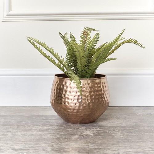 Round Copper hammered metal planter plant pot decorative botanical vase gift - 第 1/3 張圖片