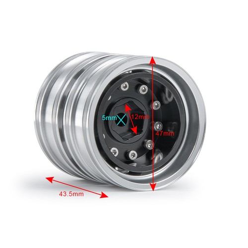 4X CNC Metal Alloy Front/Rear Wheel Hub Rim & Tires For 1/14 Tamiya RC Truck Car - Picture 6 of 43