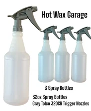 Gray Heavy Duty Chemical Resistant Sprayers Nozzles with 32oz Bottles  Pack of 3